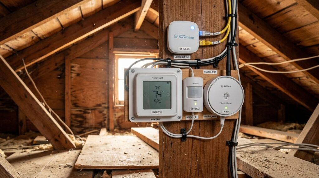 Detailed fotorealistic close-up of professional wireless IoT